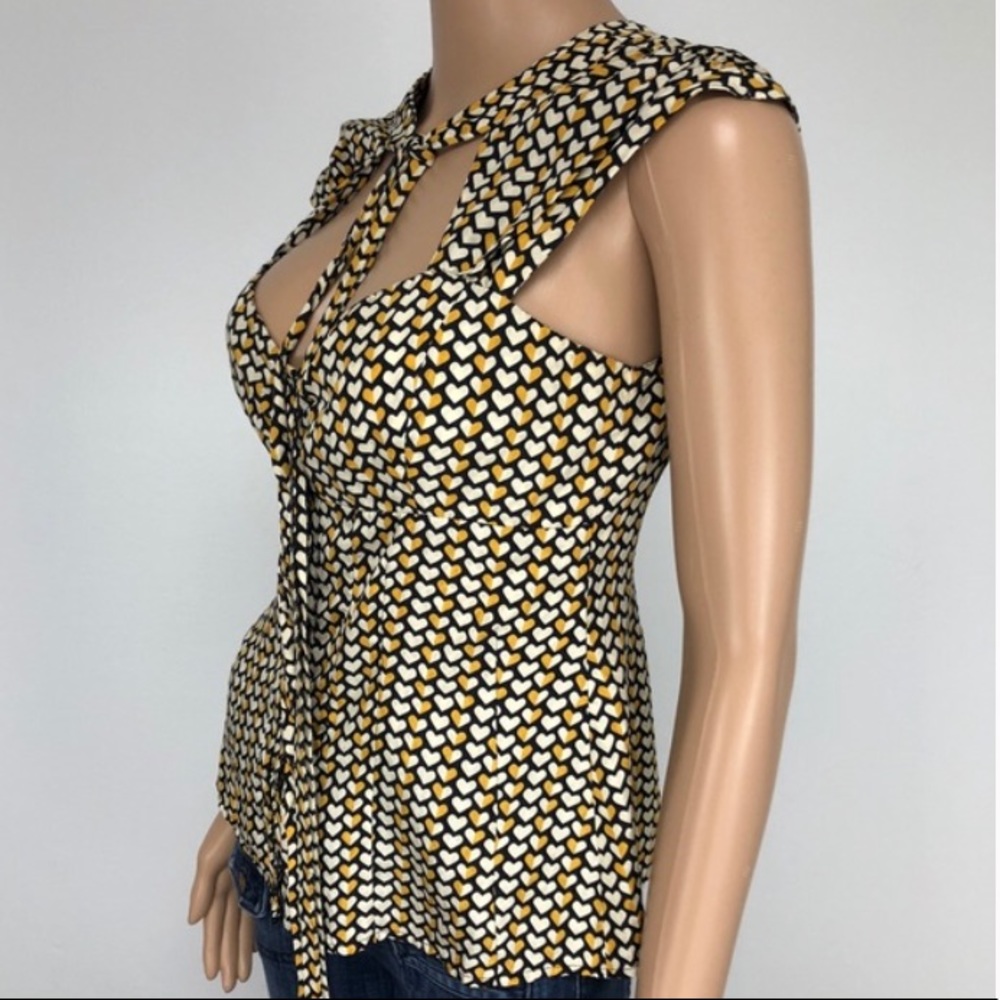 Anthropologie Odille silk tie-neck heart top, 4